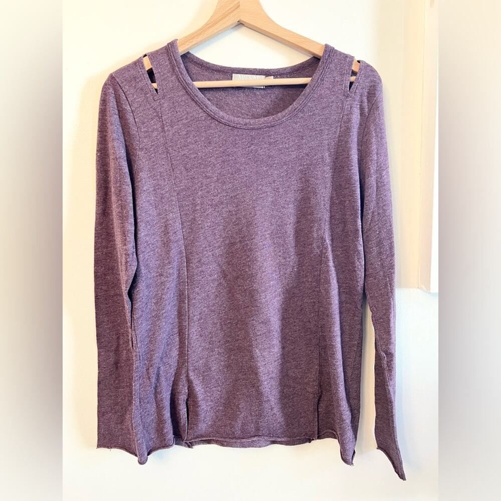 Nation LTD purple cut shoulder cotton blend long sleeve  t shirt